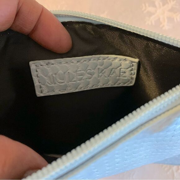 Jules Kaye Cosmetic Makeup Bag Wristlet Blue Vegan Leather NWT Gorgeous - Picture 5 of 5